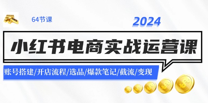 （11827期）2024小红书电商实战运营课：账号搭建/开店流程/选品/爆款笔记/截流/变现-墨韵博客