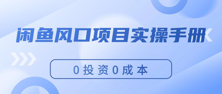 （11923期）闲鱼风口项目实操手册，0投资0成本，让你做到，月入过万，新手可做-墨韵博客