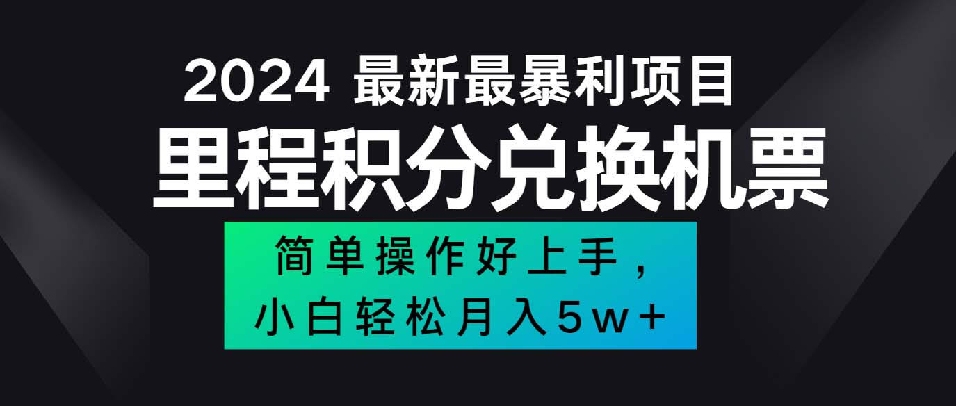 （12016期）2024最新里程积分兑换机票，手机操作小白轻松月入5万++-墨韵博客