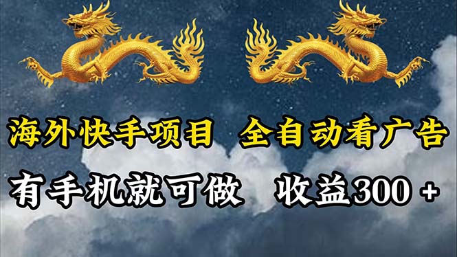 （12175期）海外快手项目，利用工具全自动看广告，每天轻松 300+-墨韵博客