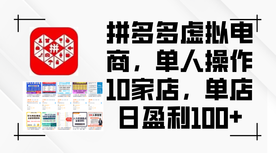 （12267期）拼多多虚拟电商，单人操作10家店，单店日盈利100+-墨韵博客