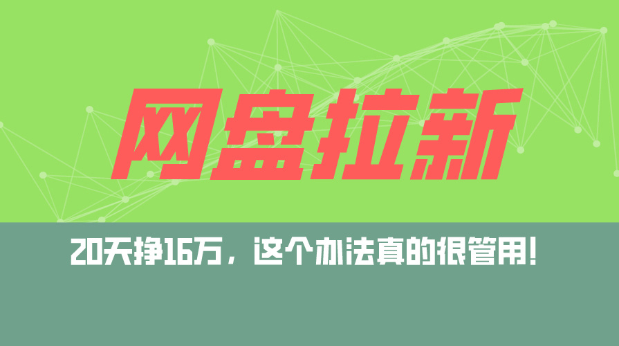 （12294期）网盘拉新+私域运营玩法，零基础入门，小白可操作，当天见效，日入5000+-墨韵博客