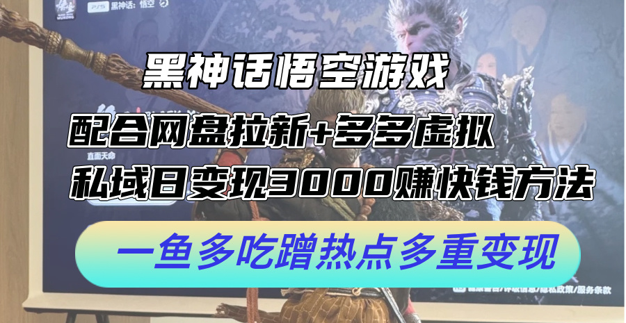 （12316期）黑神话悟空游戏配合网盘拉新+多多虚拟+私域日变现3000+赚快钱方法。…-墨韵博客