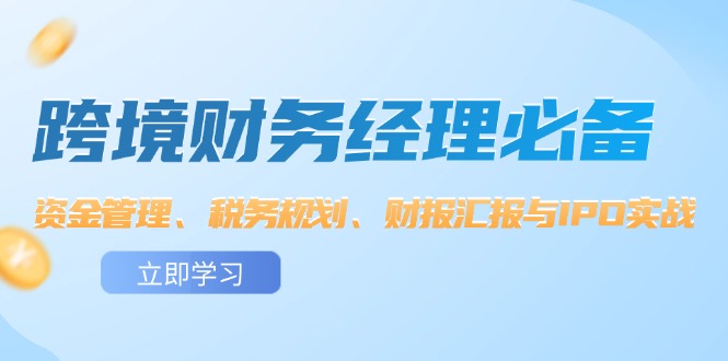 （12323期）跨境 财务经理必备：资金管理、税务规划、财报汇报与IPO实战-墨韵博客