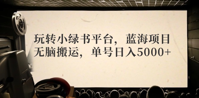 （12366期）玩转小绿书平台，蓝海项目，无脑搬运，单号日入5000+-墨韵博客