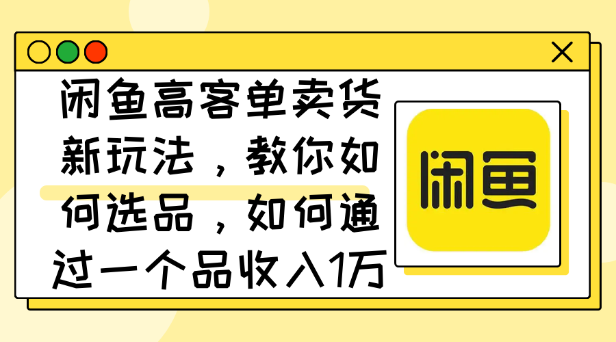 （12387期）闲鱼高客单卖货新玩法，教你如何选品，如何通过一个品收入1万+-墨韵博客