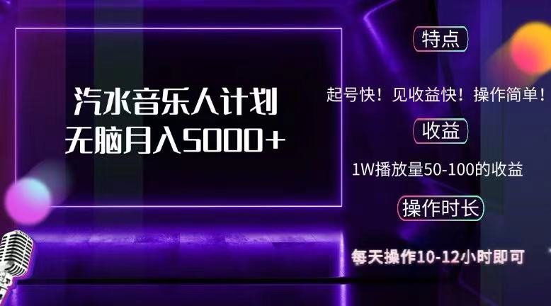 （12429期）抖音汽水音乐人计划无脑月入5000+-墨韵博客