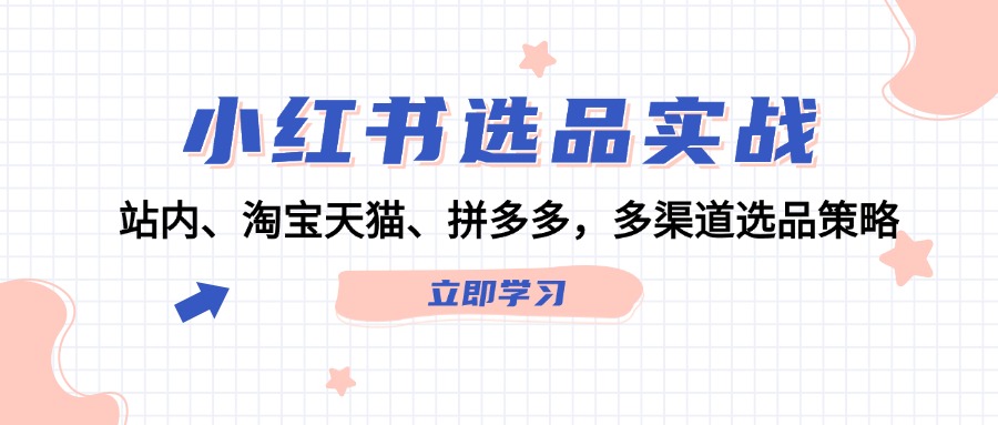 （12443期）小红书选品实战：站内、淘宝天猫、拼多多，多渠道选品策略-墨韵博客