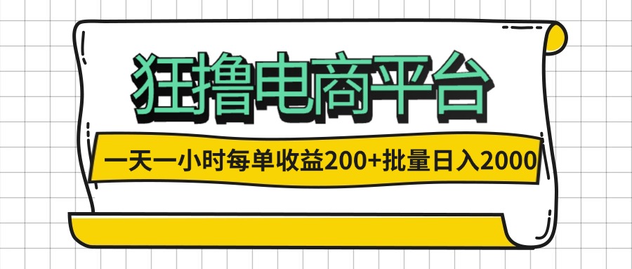 （12463期）一天一小时 狂撸电商平台 每单收益200+ 批量日入2000+-墨韵博客
