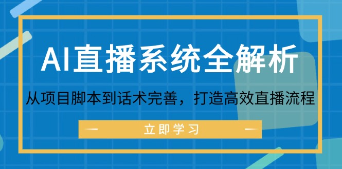 （12509期）AI直播系统全解析：从项目脚本到话术完善，打造高效直播流程-墨韵博客