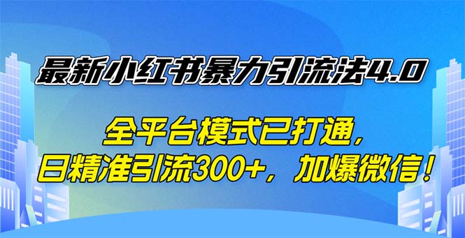 （12505期）最新小红书暴力引流法4.0， 全平台模式已打通，日精准引流300+，加爆微…-墨韵博客