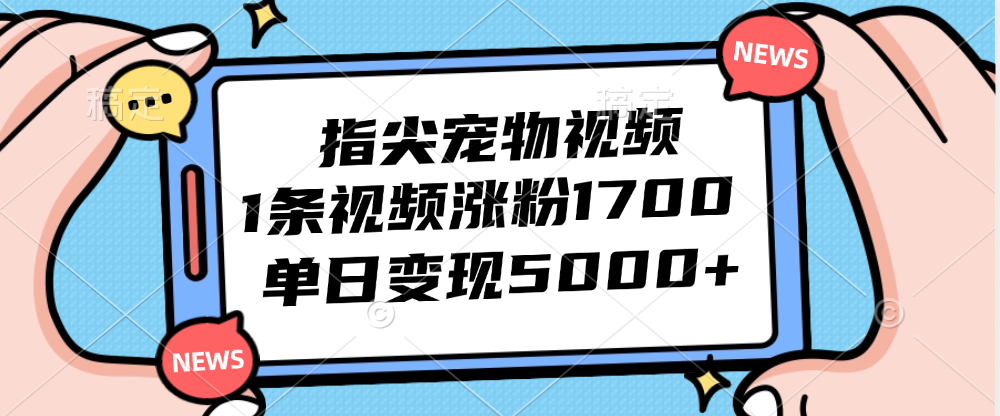 （12549期）指尖宠物视频，1条视频涨粉1700，单日变现5000+-墨韵博客
