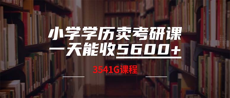 （12556期）小学学历卖考研课程，一天收5600（附3580G考研合集）-墨韵博客