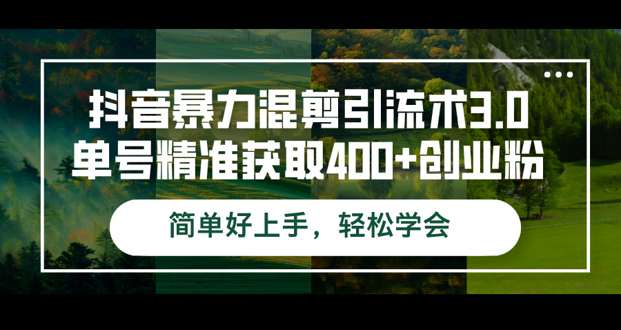 （12630期）抖音暴力混剪引流术3.0单号精准获取400+创业粉简单好上手，轻松学会-墨韵博客