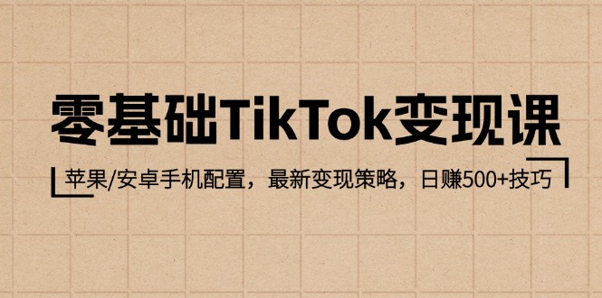（12723期）零基础TikTok变现课：苹果/安卓手机配置，最新变现策略，日赚500+技巧-墨韵博客