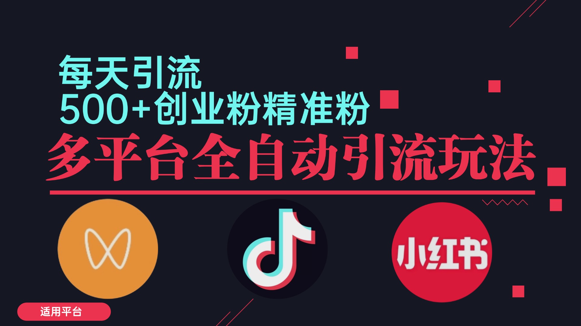 （12765期）小红书抖音视频号截流自热全平台引流打法，全自动引流【日引2000+精准…-墨韵博客