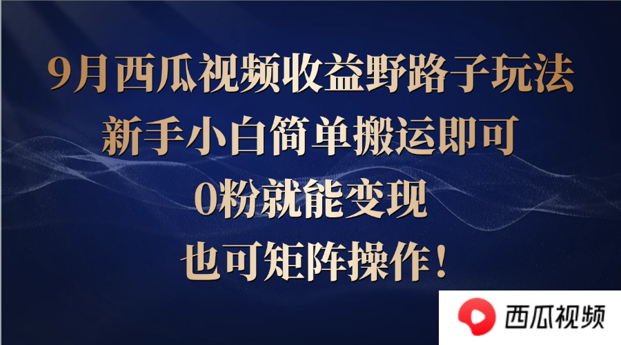 （12760期）西瓜视频收益野路子玩法，新手小白简单搬运即可，0粉就能变现，也可矩…-墨韵博客