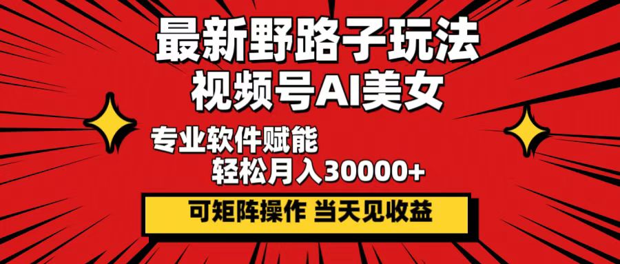 （12798期）最新野路子玩法，视频号AI美女，当天见收益，轻松月入30000＋-墨韵博客