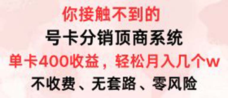 （12820期）号卡分销顶商系统，单卡400+收益。0门槛免费领，月入几W超轻松！-墨韵博客