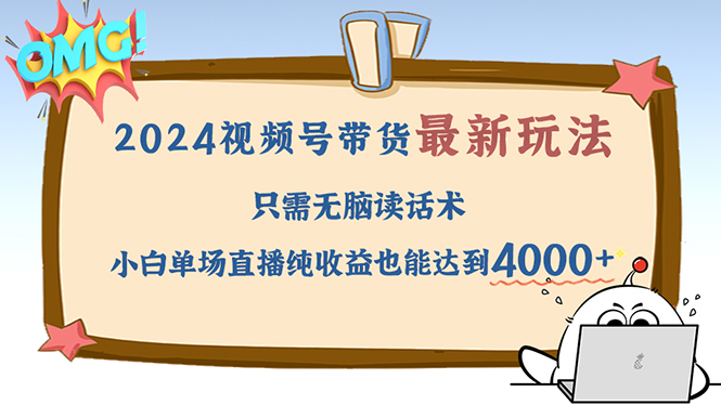 （12837期）2024视频号最新玩法，只需无脑读话术，小白单场直播纯收益也能达到4000+-墨韵博客