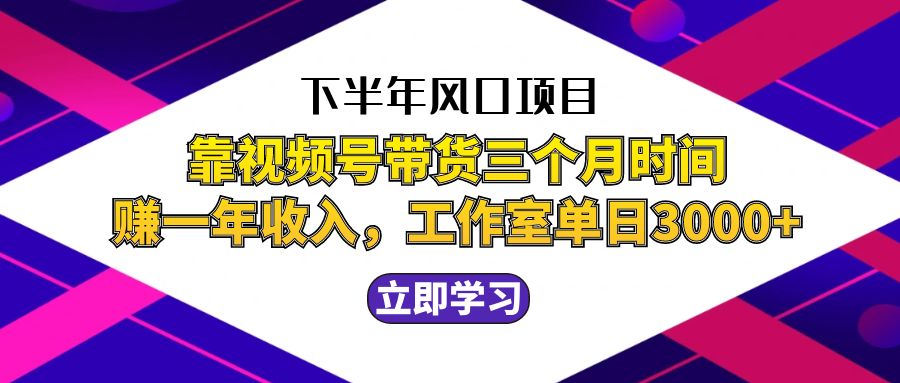 下半年风口项目，靠视频号带货三个月时间赚一年收入，工作室实测单日3…-墨韵博客