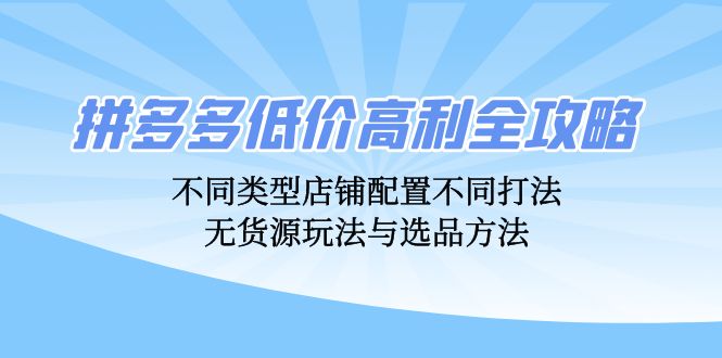 （12897期）拼多多低价高利全攻略：不同类型店铺配置不同打法，无货源玩法与选品方法-墨韵博客