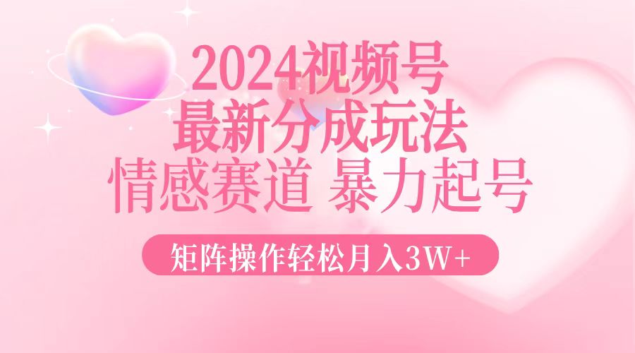 （12922期）2024最新视频号分成玩法，情感赛道，暴力起号，矩阵操作轻松月入3W+-墨韵博客