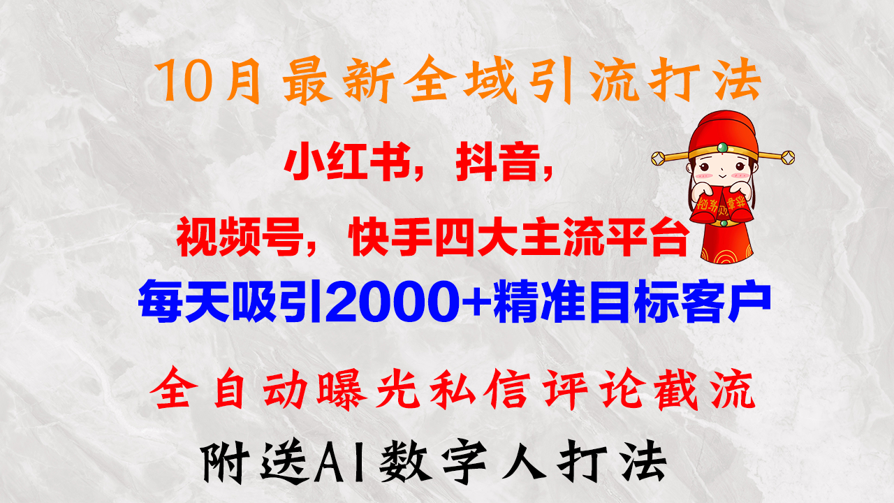 （12921期）10月最新小红书，抖音，视频号，快手四大平台全域引流，，每天吸引2000…-墨韵博客