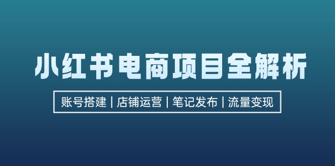 （12915期）小红书电商项目全解析，包括账号搭建、店铺运营、笔记发布  实现流量变现-墨韵博客