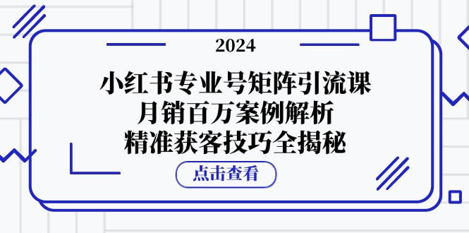 （12943期）小红书专业号矩阵引流课，月销百万案例解析，精准获客技巧全揭秘-墨韵博客