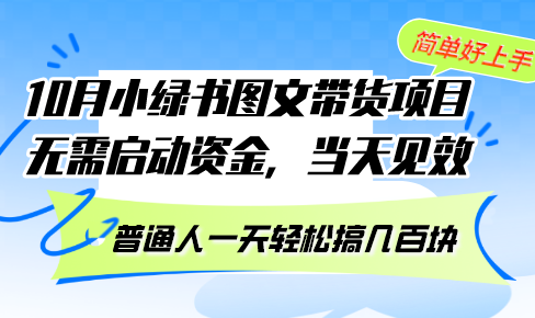 （13005期）10月份小绿书图文带货项目 无需启动资金 当天见效 普通人一天轻松搞几百块-墨韵博客
