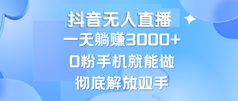 （13038期）抖音无人直播，一天躺赚3000+，0粉手机就能做，新手小白均可操作-墨韵博客