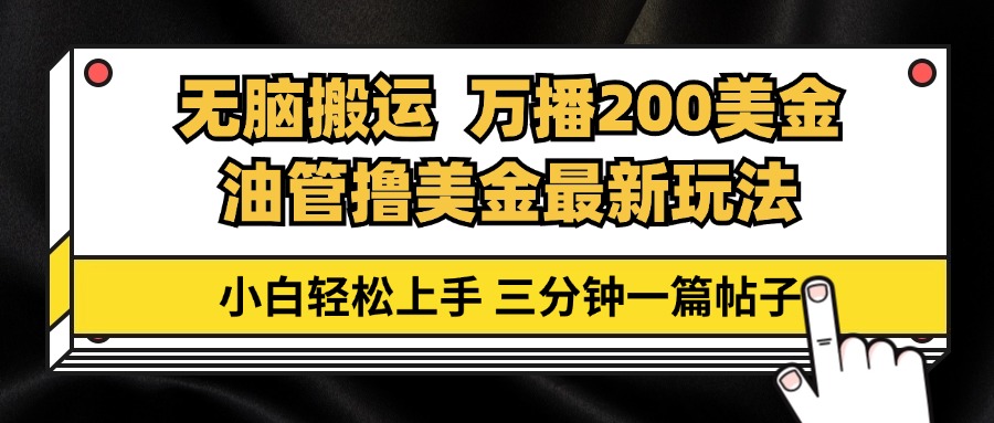 （13050期）油管无脑搬运撸美金玩法教学，万播200刀，三分钟一篇帖子，小白轻松上手-墨韵博客