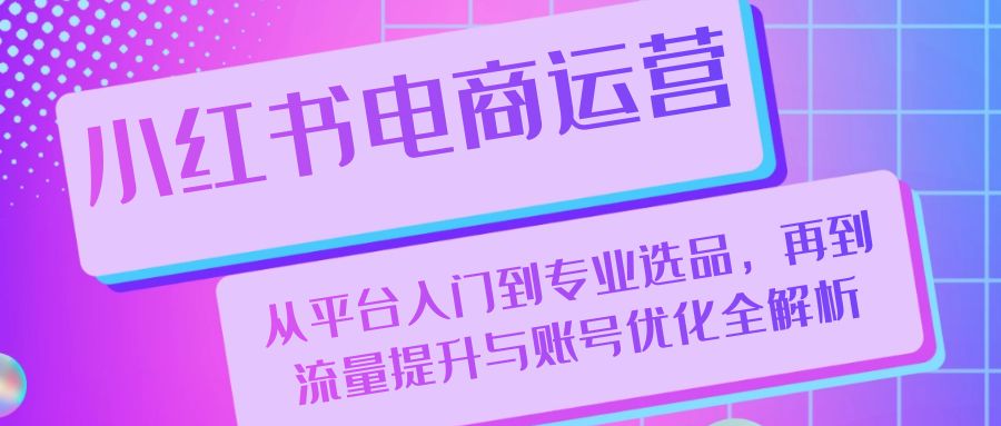 （13043期）小红书电商运营：从平台入门到专业选品，再到流量提升与账号优化全解析-墨韵博客