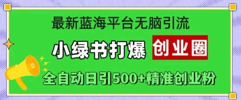 最新蓝海平台无脑引流，小绿书打爆创业圈，全自动日引500+精准创业粉-墨韵博客