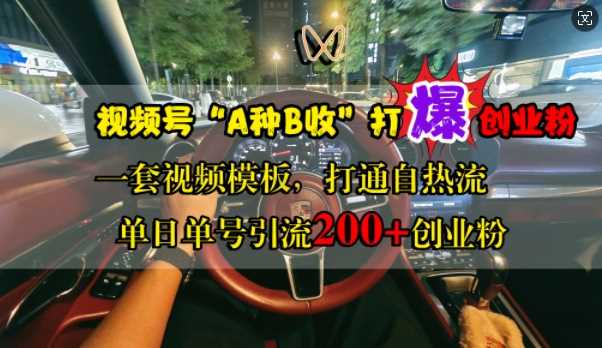 视频号“A种B收”打爆创业粉，一套视频模板打通自热流，单日单号引流200+创业粉-墨韵博客