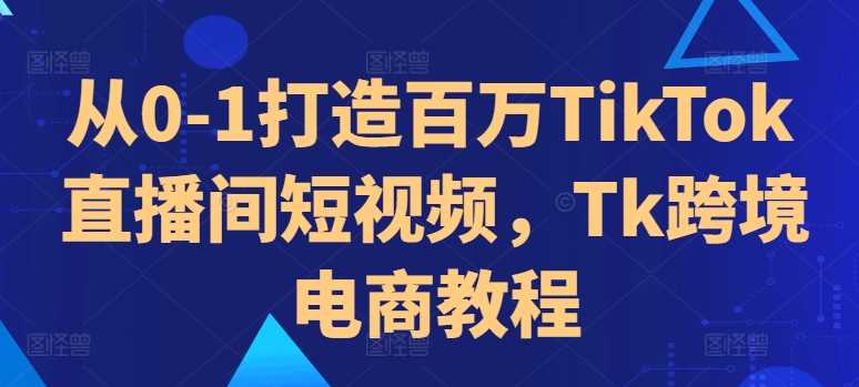从0-1打造百万TikTok直播间短视频，Tk跨境电商教程-墨韵博客