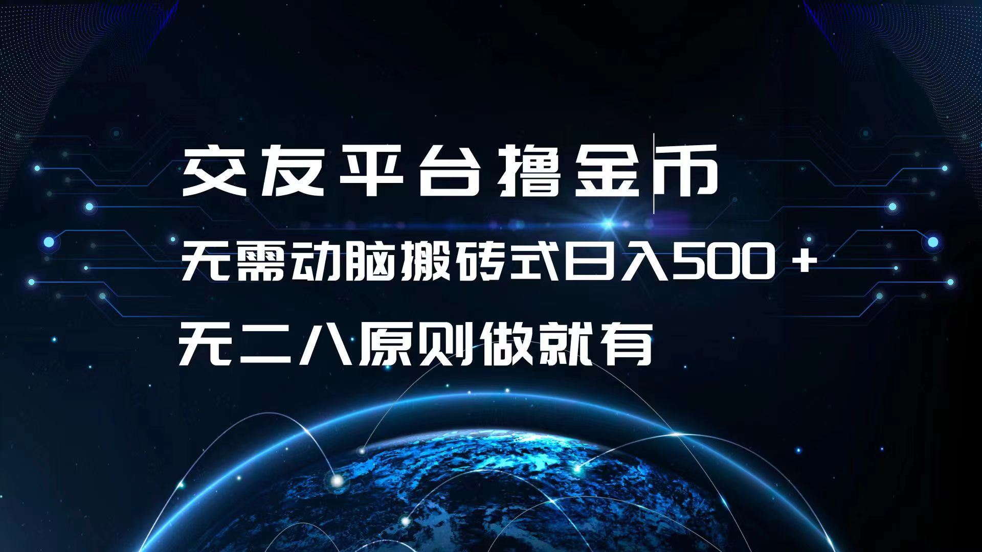 （13091期）交友平台撸金币，无需动脑搬砖式日入500+，无二八原则做就有，可批量矩…-墨韵博客
