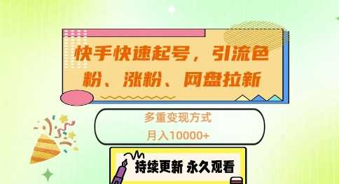 快手快速起号，引流s粉、涨粉、网盘拉新多重变现方式，月入1w【揭秘】-墨韵博客