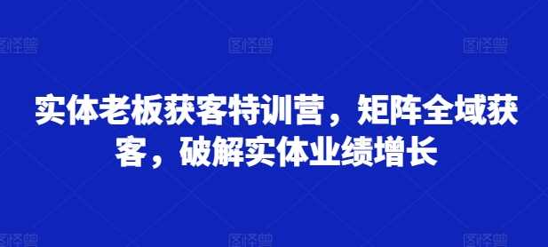 实体老板获客特训营，矩阵全域获客，破解实体业绩增长-墨韵博客