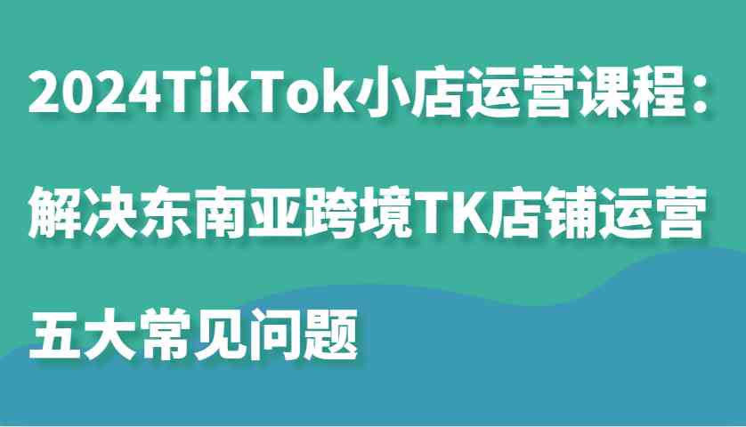 2024TikTok小店运营课程：解决东南亚跨境TK店铺运营五大常见问题-墨韵博客