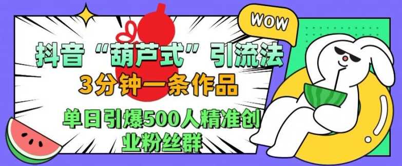 抖音葫芦式引流法，三分钟一条作品，单日引爆抖音500人精准创业粉丝群【揭秘】-墨韵博客