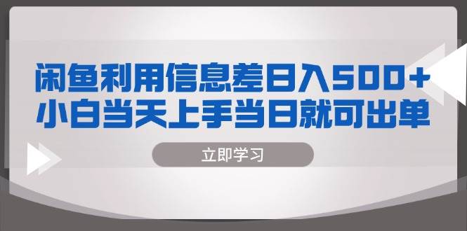 （13170期）闲鱼利用信息差 日入500+  小白当天上手 当日就可出单-墨韵博客