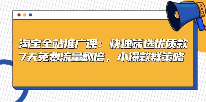 （13184期）淘宝全站推广课：快速筛选优质款，7天免费流量翻倍，小爆款群策略-墨韵博客
