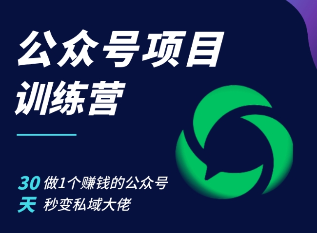 公众号项目训练营，30天做1个赚钱的公众号，秒变私域大佬-墨韵博客
