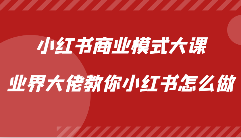 小红书商业模式大课，业界大佬教你小红书怎么做【视频课】-墨韵博客