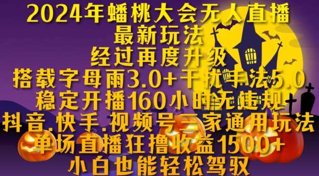 2024年蟠桃大会无人直播最新玩法，稳定开播160小时无违规，抖音、快手、视频号三家通用玩法【揭秘】-墨韵博客