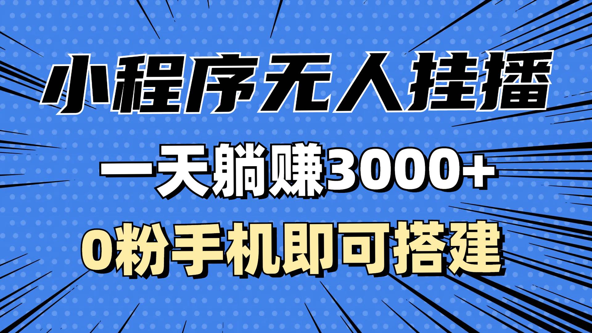 （13209期）抖音小程序无人挂播，一天躺赚3000+，0粉手机可搭建，不违规不限流，小…-墨韵博客