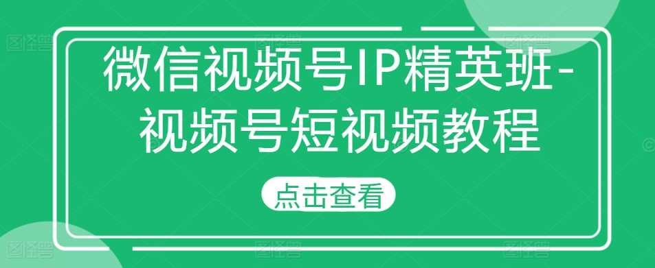 微信视频号IP精英班-视频号短视频教程-墨韵博客