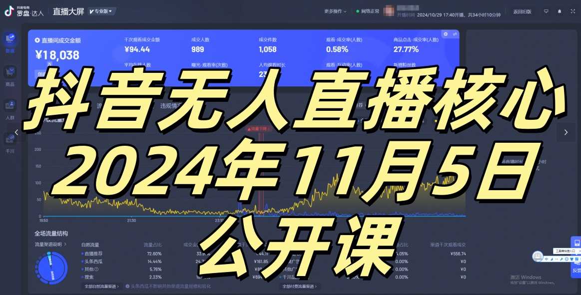 抖音无人直播核心公开课，咸鱼翻身小白可做带有睡后收入月入过万太简单【揭秘】-墨韵博客